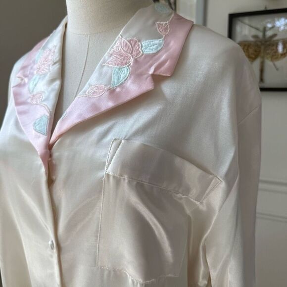 NWT NOS Vintage 80s Lord & Taylor Satin Nightshirt M - Picture 3 of 8